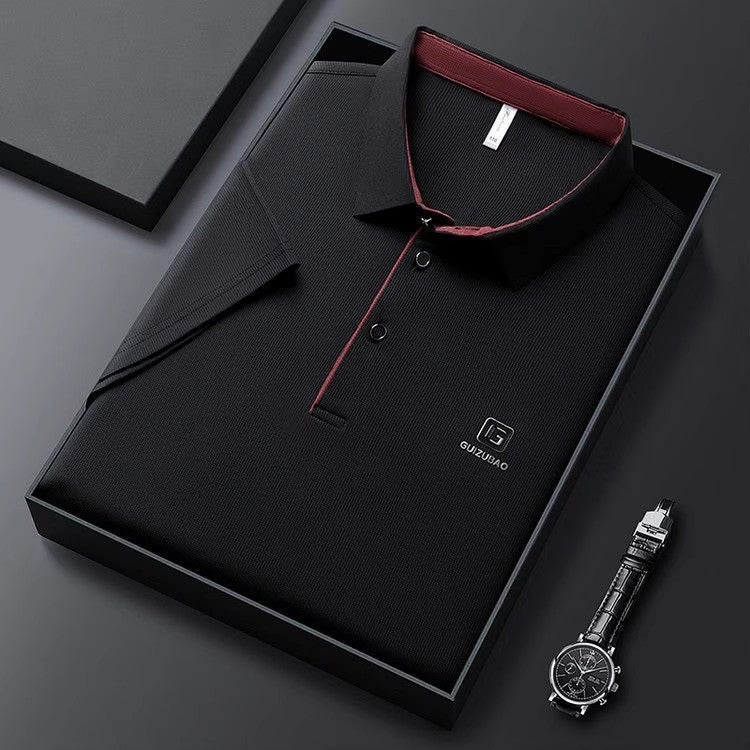 Men's summer new stock thin short sleeved fitting daily casual fashion business men's polo shirt