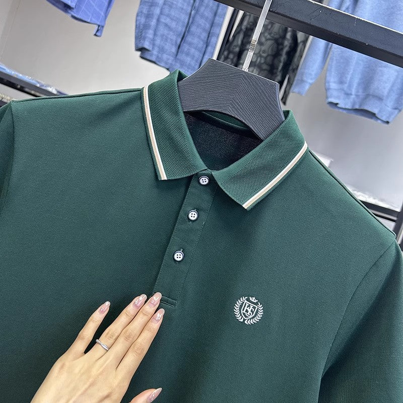 Men's summer new stock thin short sleeved fitting daily casual fashion business men's polo shirt
