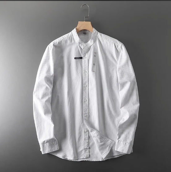 Men's Military Style New Men's Long Sleeve Slim Shirt Men's Long Sleeve Cotton Men's Shirt with Epaulets Double Pockets