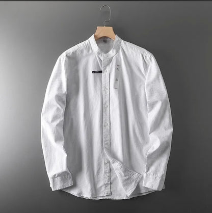 Men's Military Style New Men's Long Sleeve Slim Shirt Men's Long Sleeve Cotton Men's Shirt with Epaulets Double Pockets