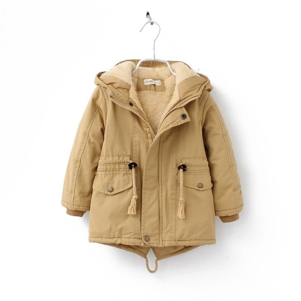Children's clothing boys winter dress plus velvet thick jacket new winter girl cotton coat children's cotton jacket trench coat