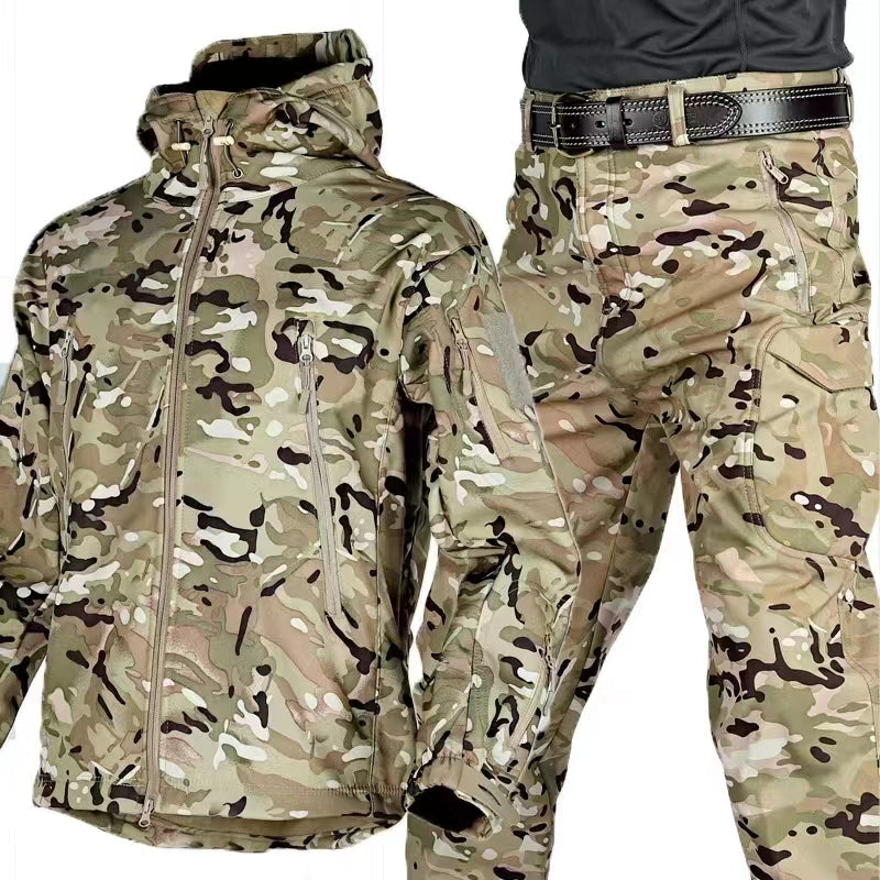 Men's suit with fleece windproof, warm and wear-resistant new style