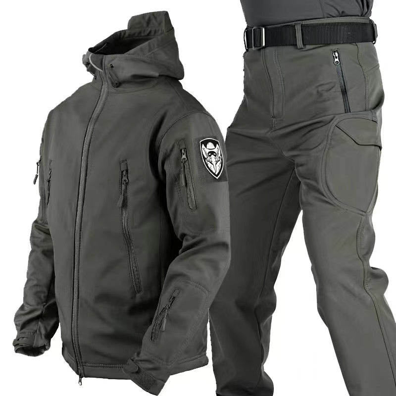 Men's suit with fleece windproof, warm and wear-resistant new style