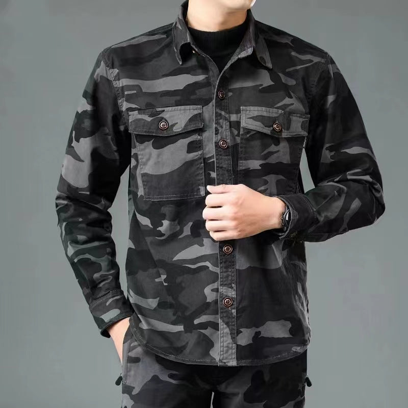 Men's shirt made of wear-resistant pure cotton and breathable for spring and autumn