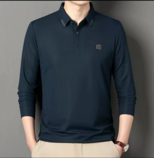 Men's casual long sleeved polo shirt high-end