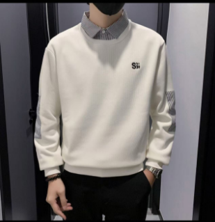 Men's hoodie long sleeved pure cotton casual warm