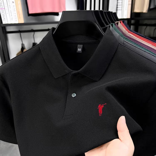 Men's summer new stock thin short sleeved fitting daily casual fashion business men's polo shirt