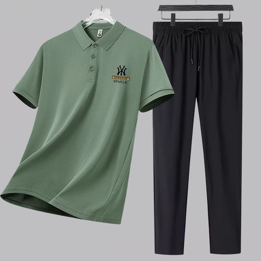 Men's summer set, loose casual three -piece set