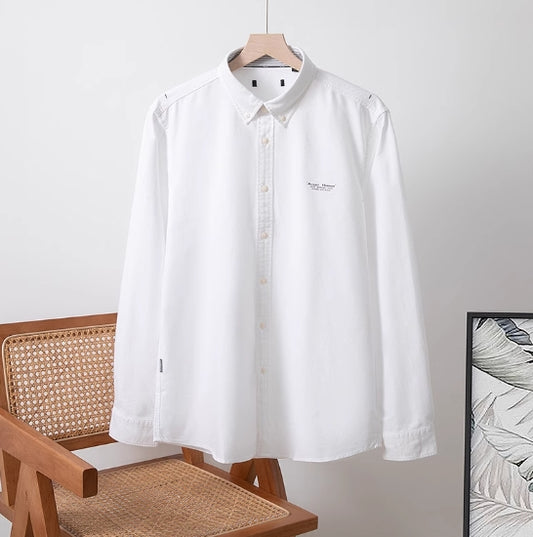 Men's Military Style New Men's Long Sleeve Slim Shirt Men's Long Sleeve Cotton Men's Shirt with Epaulets Double Pockets