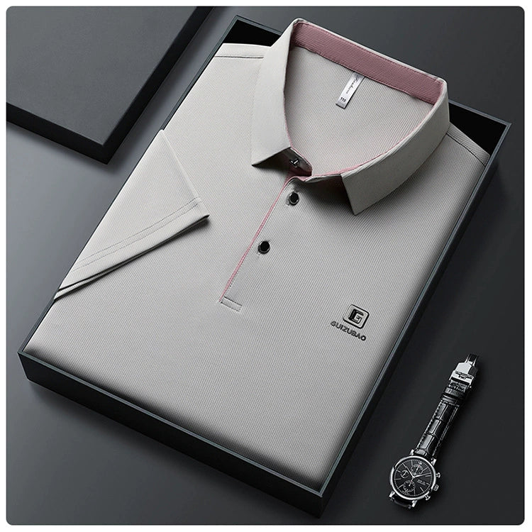 Men's summer new stock thin short sleeved fitting daily casual fashion business men's polo shirt