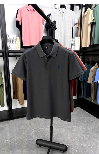 Men's summer new stock thin short sleeved fitting daily casual fashion business men's polo shirt