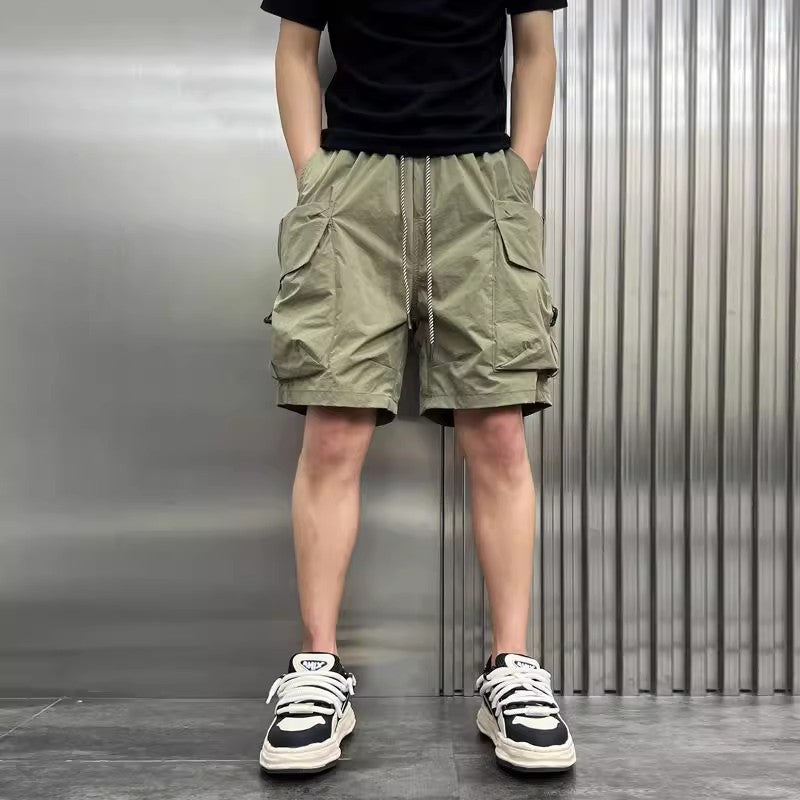 American shorts, men's summer casual pants, 5/4, pure cotton casual pants, solid color, thin half cut 5/8 straight leg pants