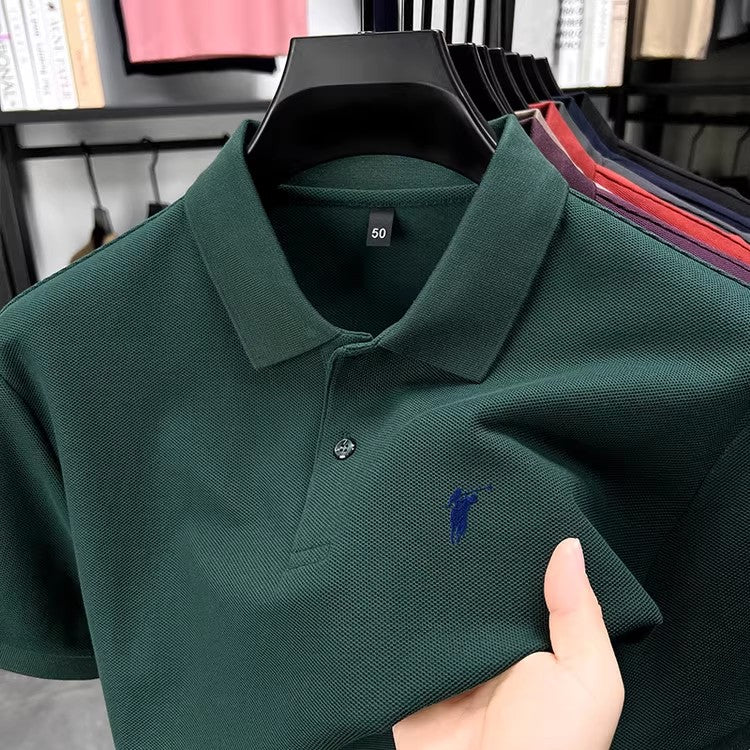 Men's summer new stock thin short sleeved fitting daily casual fashion business men's polo shirt
