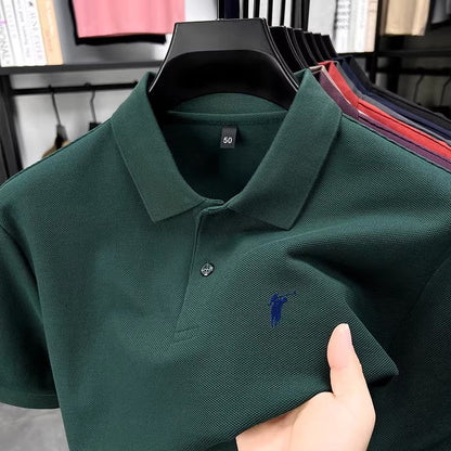 Men's summer new stock thin short sleeved fitting daily casual fashion business men's polo shirt