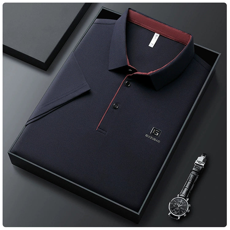 Men's summer new stock thin short sleeved fitting daily casual fashion business men's polo shirt