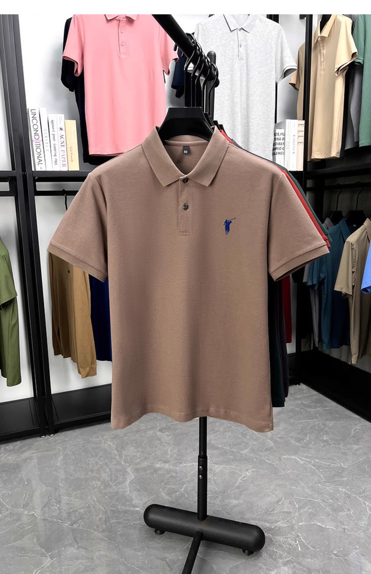 Men's summer new stock thin short sleeved fitting daily casual fashion business men's polo shirt