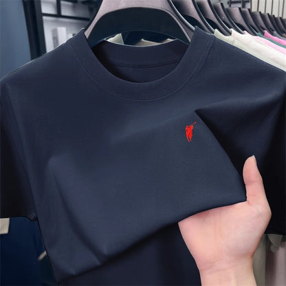 Short sleeved T-shirt, men's trendy pure cotton round neck clothing, student loose fitting Hong Kong style printed T-shirt, new summer