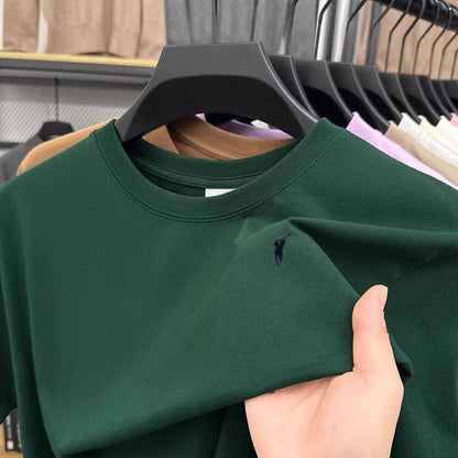 Short sleeved T-shirt, men's trendy pure cotton round neck clothing, student loose fitting Hong Kong style printed T-shirt, new summer