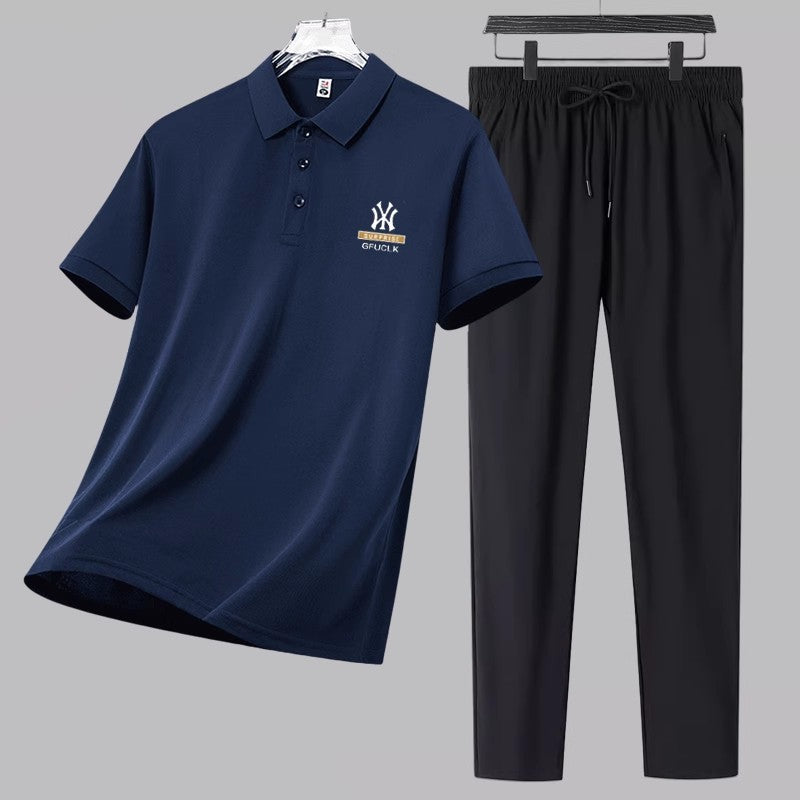 Men's summer set, loose casual three -piece set