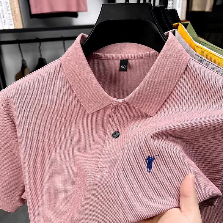 Men's summer new stock thin short sleeved fitting daily casual fashion business men's polo shirt
