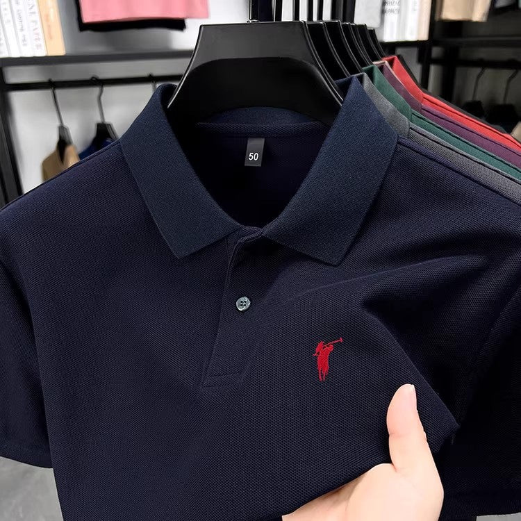 Men's summer new stock thin short sleeved fitting daily casual fashion business men's polo shirt