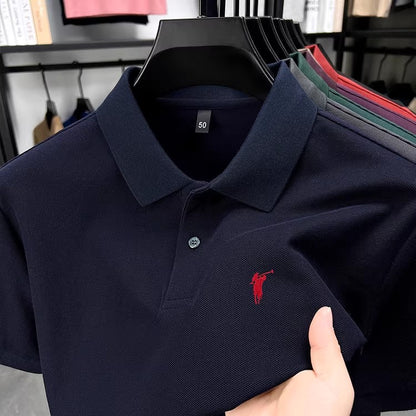 Men's summer new stock thin short sleeved fitting daily casual fashion business men's polo shirt
