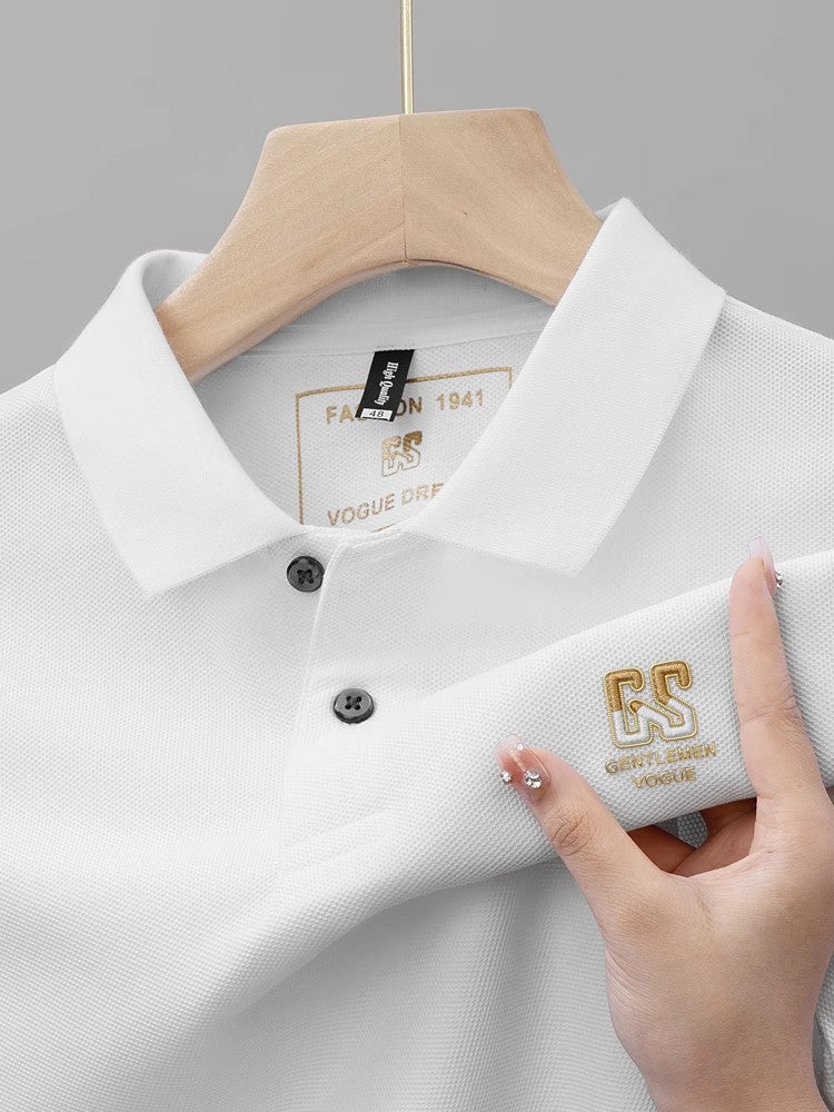 Men's summer new stock thin short sleeved fitting daily casual fashion business men's polo shirt