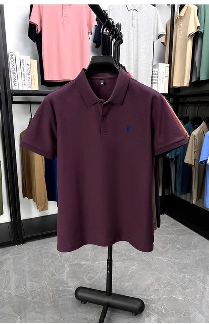 Men's summer new stock thin short sleeved fitting daily casual fashion business men's polo shirt