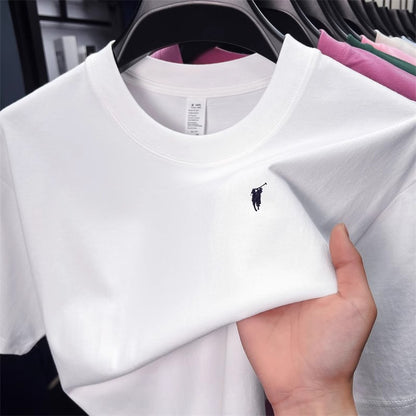 Short sleeved T-shirt, men's trendy pure cotton round neck clothing, student loose fitting Hong Kong style printed T-shirt, new summer