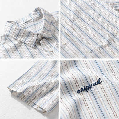 Summer new short-sleeved shirt male ins trend port taste Harajuku bf students handsome loose cargo shir