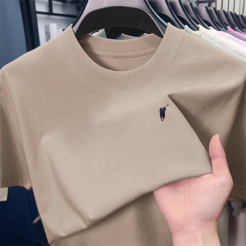 Short sleeved T-shirt, men's trendy pure cotton round neck clothing, student loose fitting Hong Kong style printed T-shirt, new summer