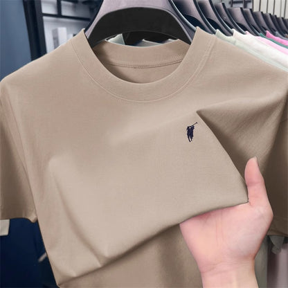 Short sleeved T-shirt, men's trendy pure cotton round neck clothing, student loose fitting Hong Kong style printed T-shirt, new summer