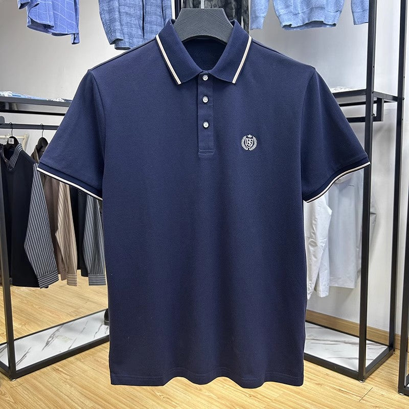 Men's summer new stock thin short sleeved fitting daily casual fashion business men's polo shirt