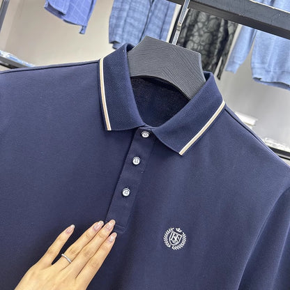 Men's summer new stock thin short sleeved fitting daily casual fashion business men's polo shirt