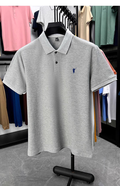 Men's summer new stock thin short sleeved fitting daily casual fashion business men's polo shirt