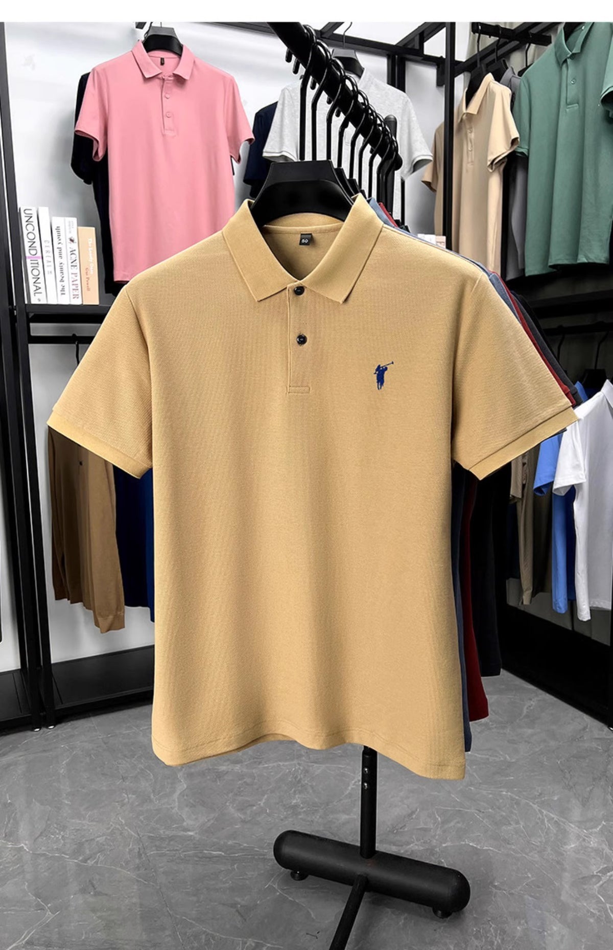 Men's summer new stock thin short sleeved fitting daily casual fashion business men's polo shirt