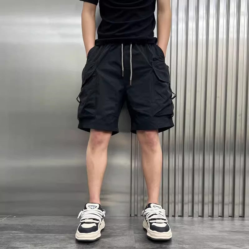American shorts, men's summer casual pants, 5/4, pure cotton casual pants, solid color, thin half cut 5/8 straight leg pants