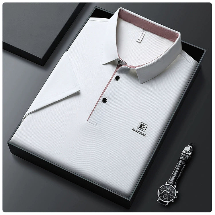 Men's summer new stock thin short sleeved fitting daily casual fashion business men's polo shirt
