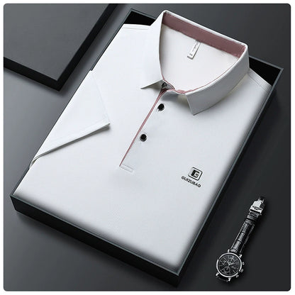 Men's summer new stock thin short sleeved fitting daily casual fashion business men's polo shirt