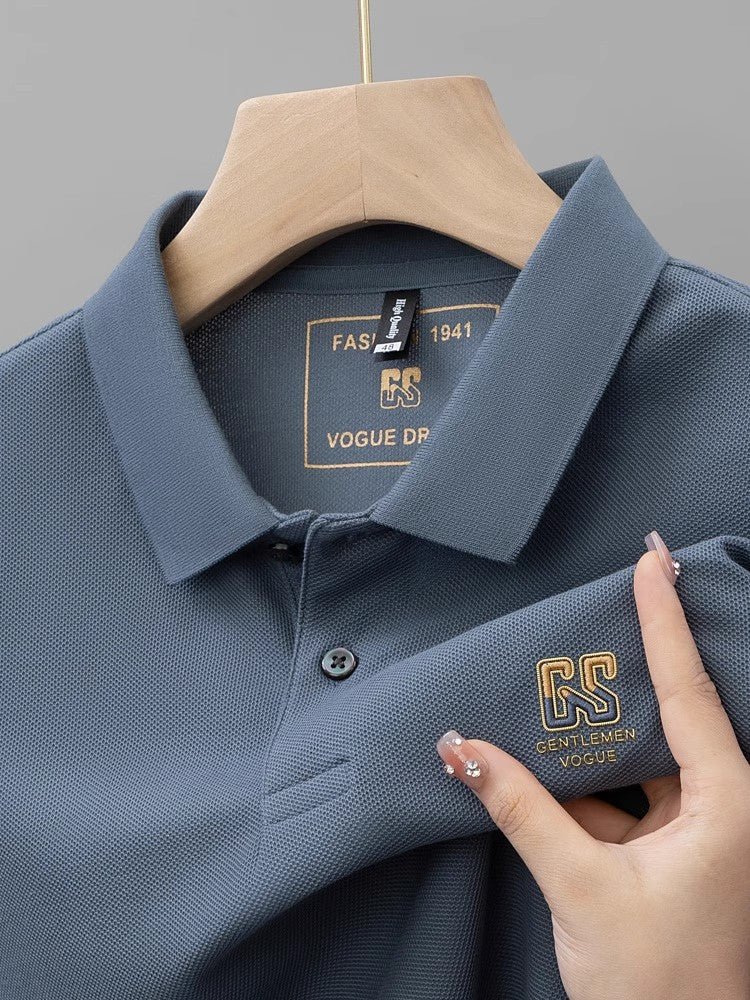 Men's summer new stock thin short sleeved fitting daily casual fashion business men's polo shirt