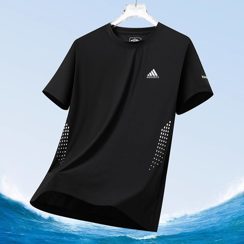 Short sleeved T-shirt, men's trendy pure cotton round neck clothing, student loose fitting Hong Kong style printed T-shirt, new summer
