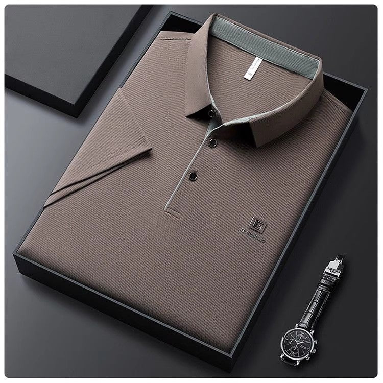 Men's summer new stock thin short sleeved fitting daily casual fashion business men's polo shirt