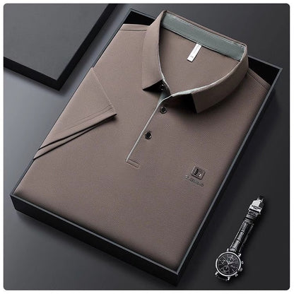 Men's summer new stock thin short sleeved fitting daily casual fashion business men's polo shirt