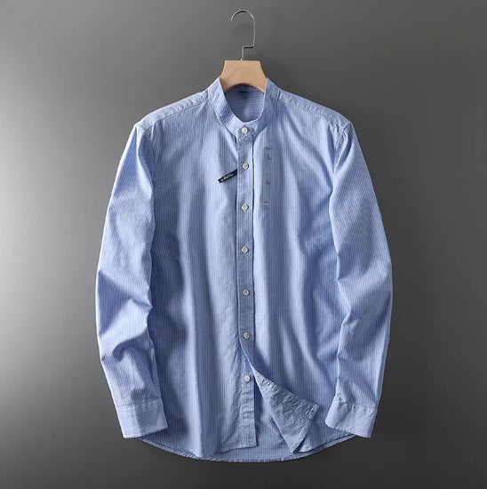 Men's Military Style New Men's Long Sleeve Slim Shirt Men's Long Sleeve Cotton Men's Shirt with Epaulets Double Pockets