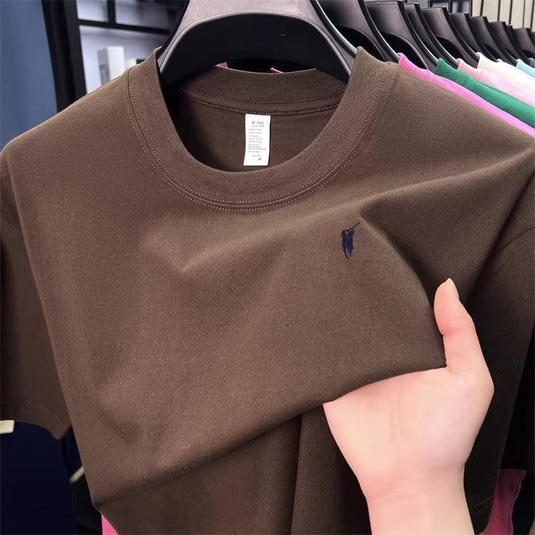 Short sleeved T-shirt, men's trendy pure cotton round neck clothing, student loose fitting Hong Kong style printed T-shirt, new summer