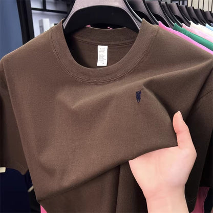 Short sleeved T-shirt, men's trendy pure cotton round neck clothing, student loose fitting Hong Kong style printed T-shirt, new summer