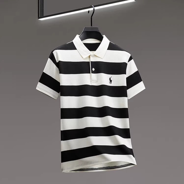Men's summer new stock thin short sleeved fitting daily casual fashion business men's polo shirt,