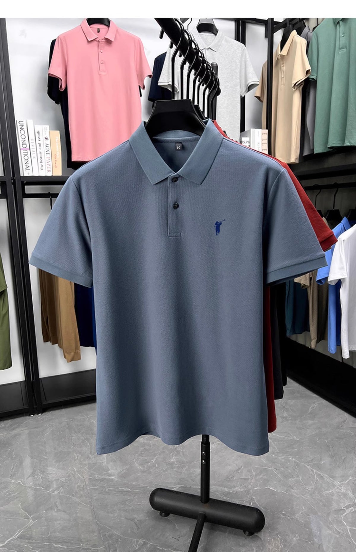 Men's summer new stock thin short sleeved fitting daily casual fashion business men's polo shirt