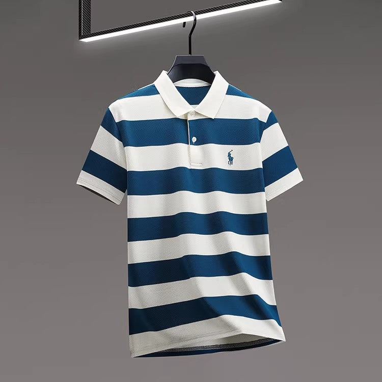 Men's summer new stock thin short sleeved fitting daily casual fashion business men's polo shirt,