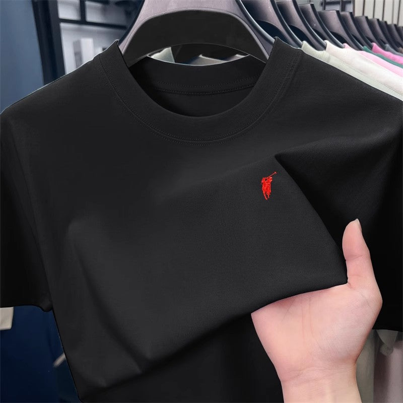 Short sleeved T-shirt, men's trendy pure cotton round neck clothing, student loose fitting Hong Kong style printed T-shirt, new summer